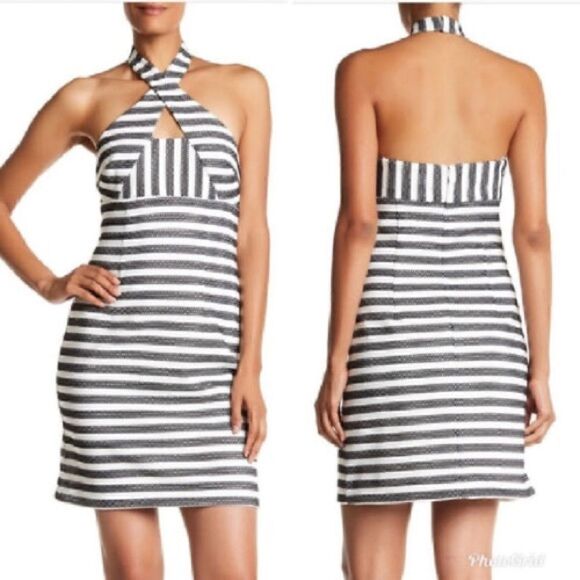 TRINA TURK CUBANITO STRIPE HALTER DRESS Size 2 - Picture 1 of 7